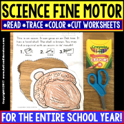 SCIENCE FINE MOTOR SKILLS Read Trace Color Cut WORKSHEETS “Growing Bundle” for Special Education